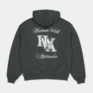 Sweat à capuche monogramme HWA Brodé - Wasted Black