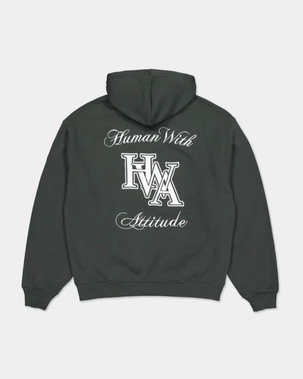 Sweat à capuche monogramme HWA Brodé - Wasted Black